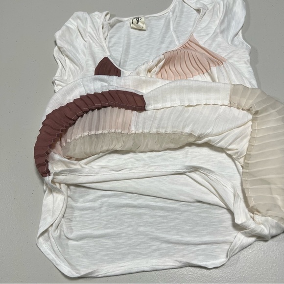 Anthropologie One September Pleated Colorblock Blouse - Picture 5 of 6